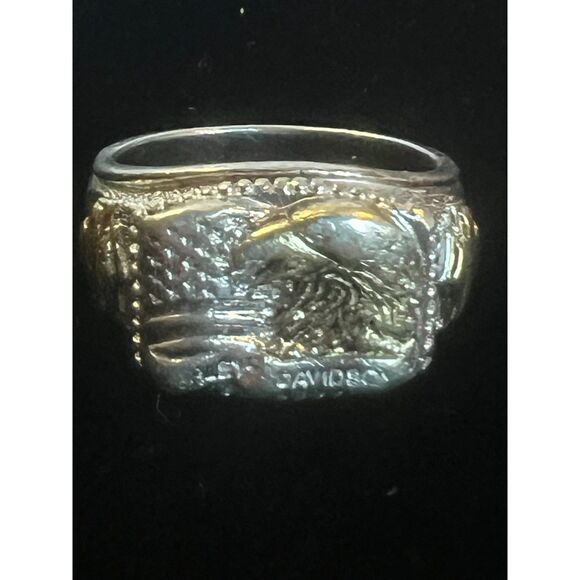 Rare Vintage SS/gold trim Men's Licensed Harley Davidson Eagle Ring SZ 11 - Picture 1 of 6